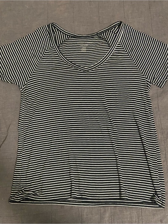 American Eagle Outfitters Tops - Classic Black & White Striped V-Neck Tee - Women American Eagle Medium